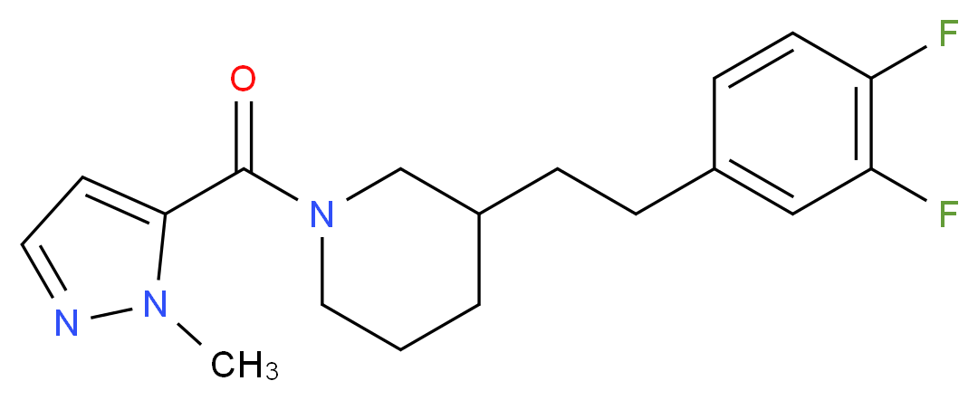 3-[2-(3,4-difluorophenyl)ethyl]-1-[(1-methyl-1H-pyrazol-5-yl)carbonyl]piperidine_分子结构_CAS_)