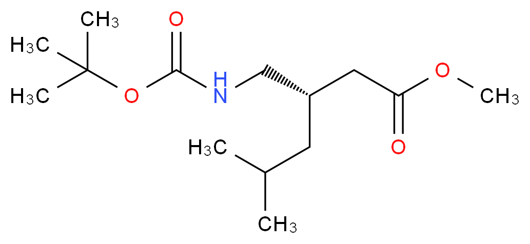 methyl (3S)-3-({[(tert-butoxy)carbonyl]amino}methyl)-5-methylhexanoate_分子结构_CAS_1246816-46-5