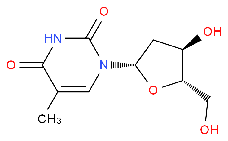 1-[(2S,4R,5S)-4-hydroxy-5-(hydroxymethyl)oxolan-2-yl]-5-methyl-1,2,3,4-tetrahydropyrimidine-2,4-dione_分子结构_CAS_50-89-5