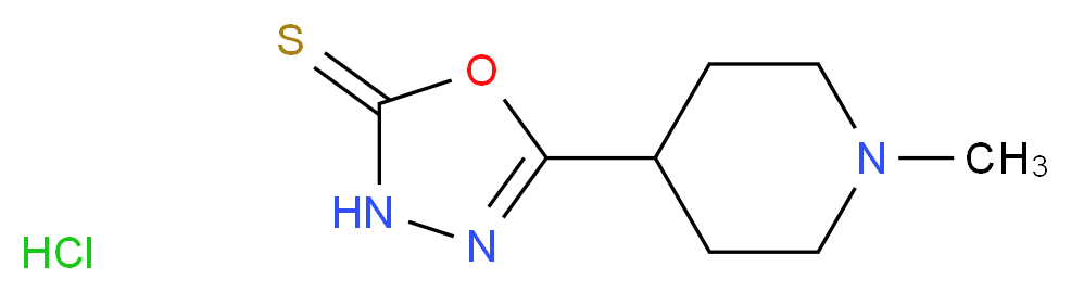 5-(1-methylpiperidin-4-yl)-2,3-dihydro-1,3,4-oxadiazole-2-thione hydrochloride_分子结构_CAS_1211595-97-9