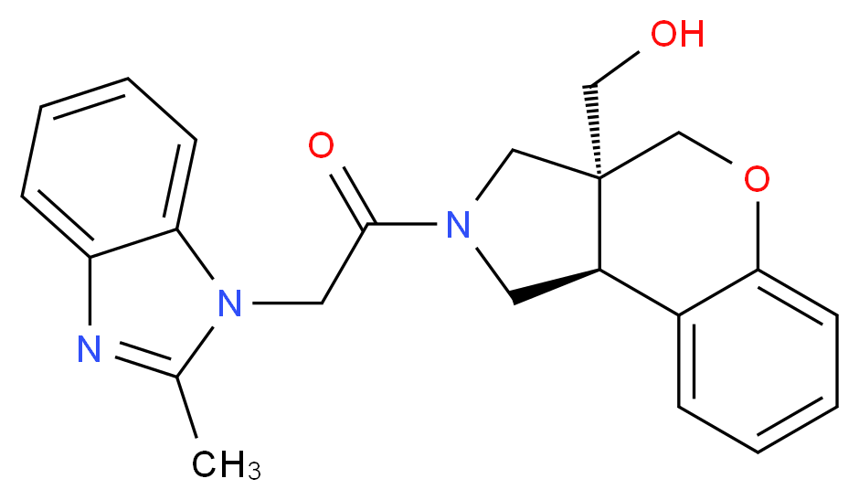 [(3aS*,9bS*)-2-[(2-methyl-1H-benzimidazol-1-yl)acetyl]-1,2,3,9b-tetrahydrochromeno[3,4-c]pyrrol-3a(4H)-yl]methanol_分子结构_CAS_)