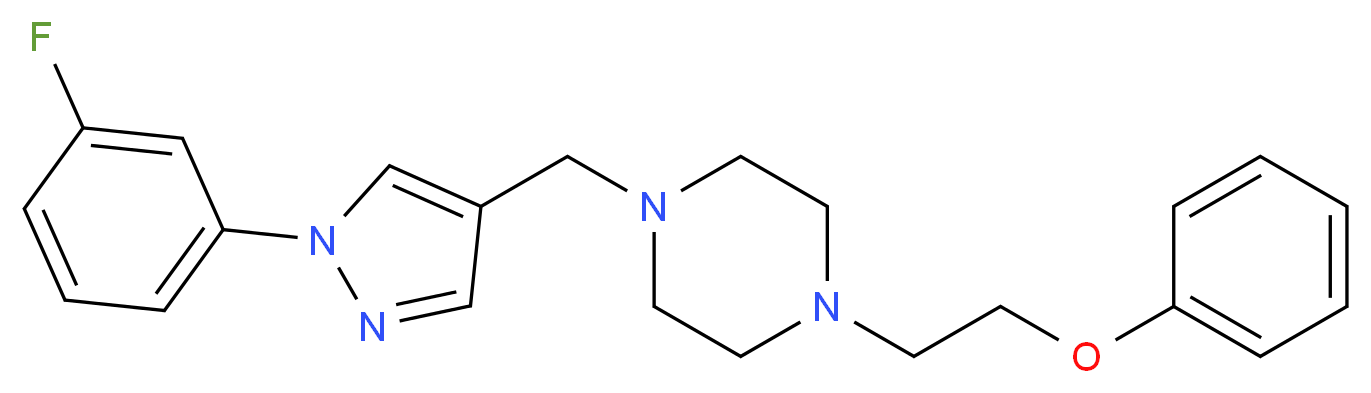 1-{[1-(3-fluorophenyl)-1H-pyrazol-4-yl]methyl}-4-(2-phenoxyethyl)piperazine_分子结构_CAS_)