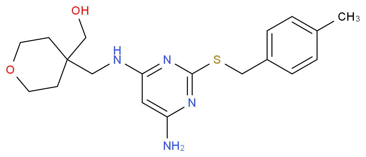 {4-[({6-amino-2-[(4-methylbenzyl)thio]pyrimidin-4-yl}amino)methyl]tetrahydro-2H-pyran-4-yl}methanol_分子结构_CAS_)