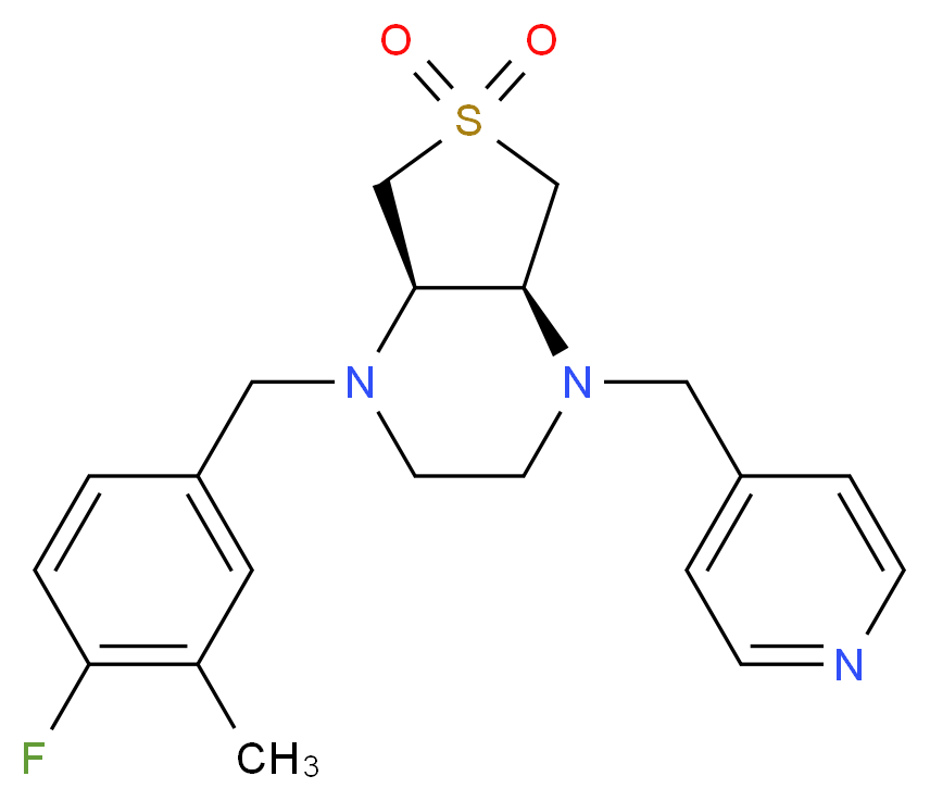 (4aS*,7aR*)-1-(4-fluoro-3-methylbenzyl)-4-(4-pyridinylmethyl)octahydrothieno[3,4-b]pyrazine 6,6-dioxide_分子结构_CAS_)