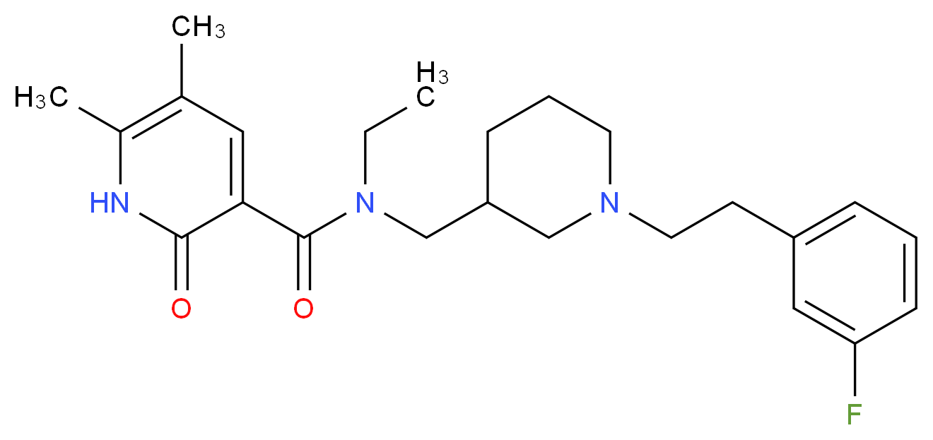 N-ethyl-N-({1-[2-(3-fluorophenyl)ethyl]-3-piperidinyl}methyl)-5,6-dimethyl-2-oxo-1,2-dihydro-3-pyridinecarboxamide_分子结构_CAS_)