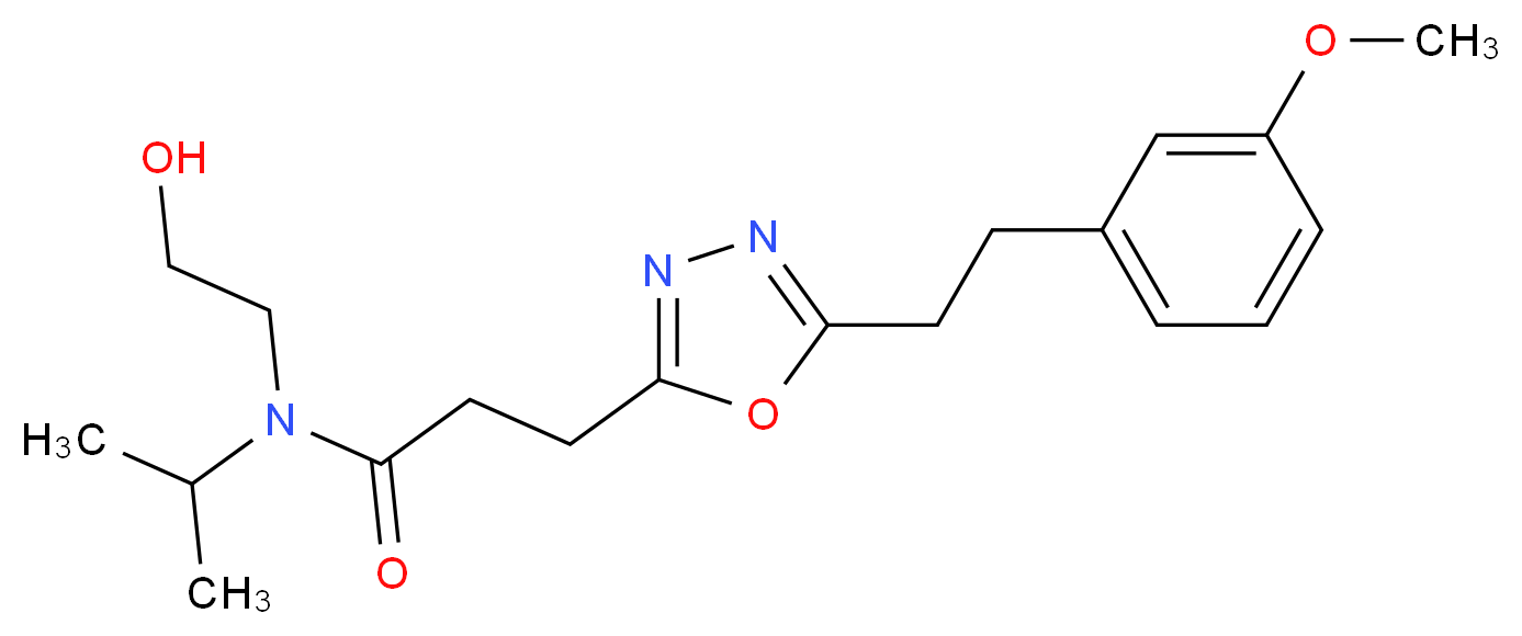 N-(2-hydroxyethyl)-N-isopropyl-3-{5-[2-(3-methoxyphenyl)ethyl]-1,3,4-oxadiazol-2-yl}propanamide_分子结构_CAS_)