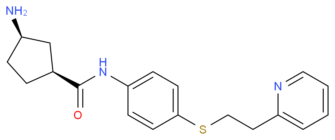 (1S*,3R*)-3-amino-N-(4-{[2-(2-pyridinyl)ethyl]thio}phenyl)cyclopentanecarboxamide_分子结构_CAS_)