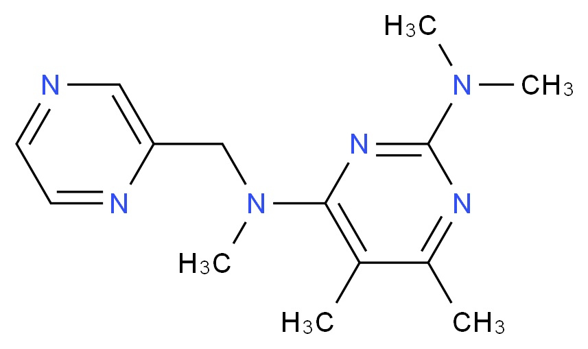 N~2~,N~2~,N~4~,5,6-pentamethyl-N~4~-(pyrazin-2-ylmethyl)pyrimidine-2,4-diamine_分子结构_CAS_)