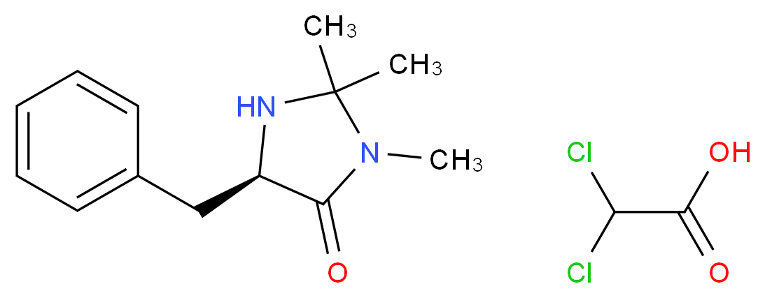 (5R)-5-benzyl-2,2,3-trimethylimidazolidin-4-one; 2,2-dichloroacetic acid_分子结构_CAS_857303-87-8