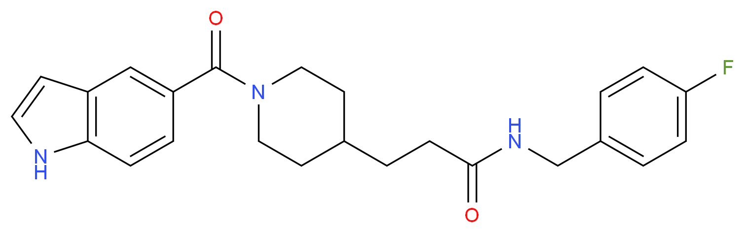 N-(4-fluorobenzyl)-3-[1-(1H-indol-5-ylcarbonyl)-4-piperidinyl]propanamide_分子结构_CAS_)