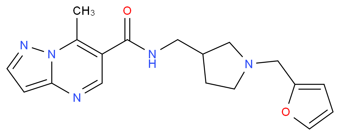 N-{[1-(2-furylmethyl)pyrrolidin-3-yl]methyl}-7-methylpyrazolo[1,5-a]pyrimidine-6-carboxamide_分子结构_CAS_)