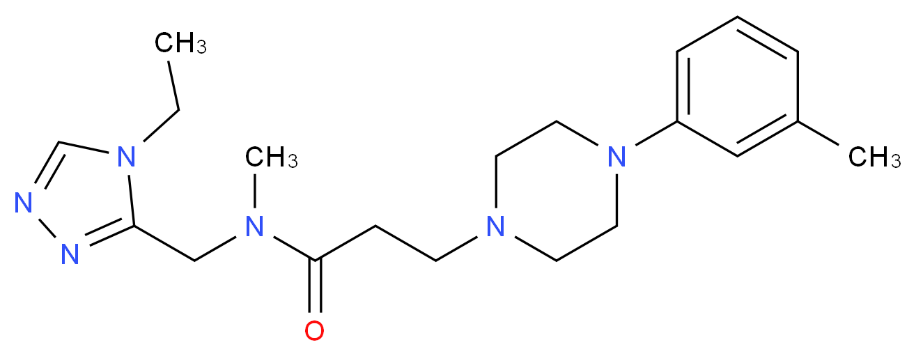 N-[(4-ethyl-4H-1,2,4-triazol-3-yl)methyl]-N-methyl-3-[4-(3-methylphenyl)-1-piperazinyl]propanamide_分子结构_CAS_)