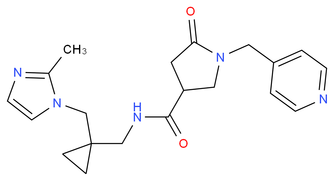 N-({1-[(2-methyl-1H-imidazol-1-yl)methyl]cyclopropyl}methyl)-5-oxo-1-(4-pyridinylmethyl)-3-pyrrolidinecarboxamide_分子结构_CAS_)