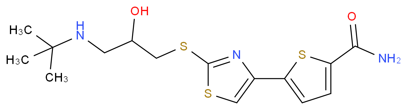 5-(2-((3-(tert-Butylamino)-2-hydroxypropyl)thio)thiazol-4-yl)thiophene-2-carboxamide_分子结构_CAS_68377-92-4)