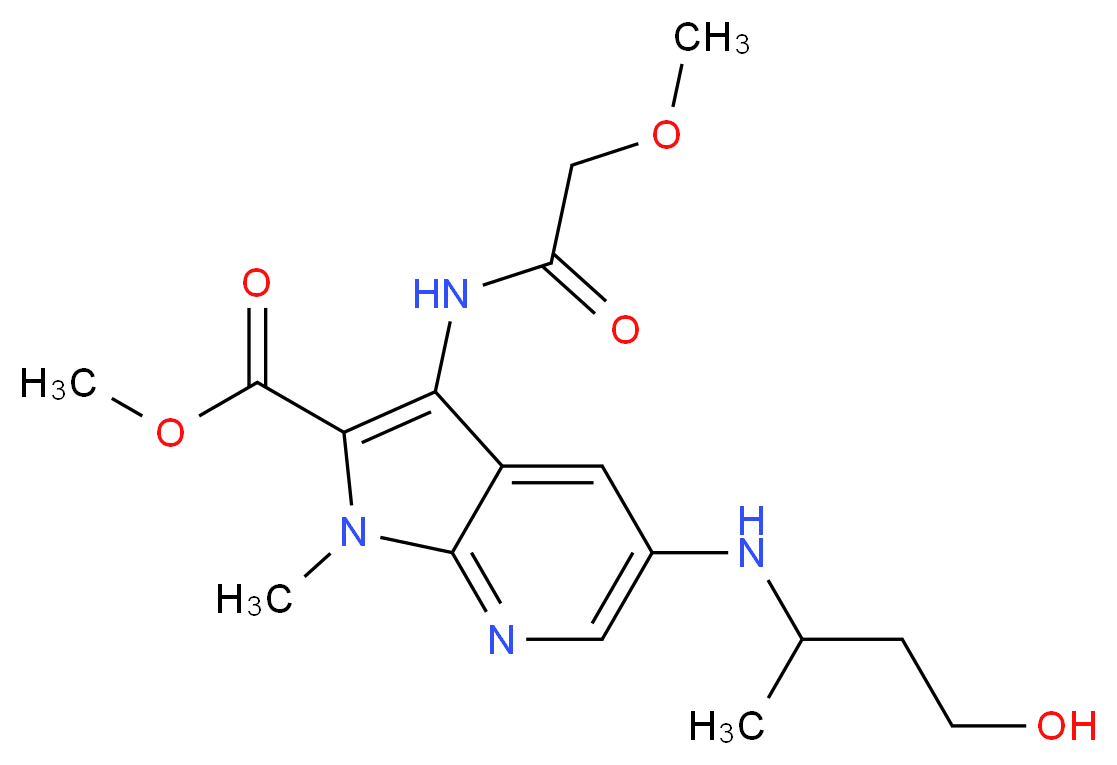 methyl 5-[(3-hydroxy-1-methylpropyl)amino]-3-[(methoxyacetyl)amino]-1-methyl-1H-pyrrolo[2,3-b]pyridine-2-carboxylate_分子结构_CAS_)