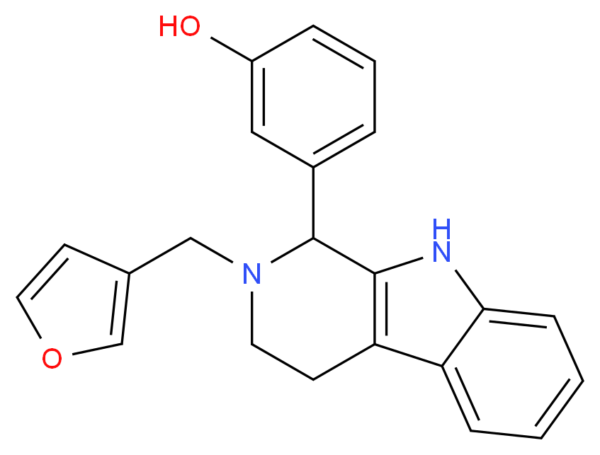 3-[2-(3-furylmethyl)-2,3,4,9-tetrahydro-1H-beta-carbolin-1-yl]phenol_分子结构_CAS_)