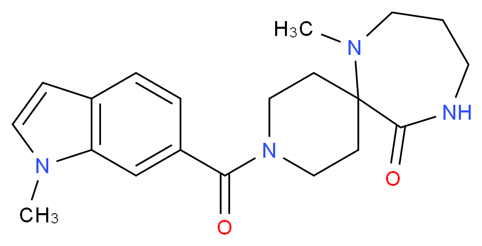 7-methyl-3-[(1-methyl-1H-indol-6-yl)carbonyl]-3,7,11-triazaspiro[5.6]dodecan-12-one_分子结构_CAS_)
