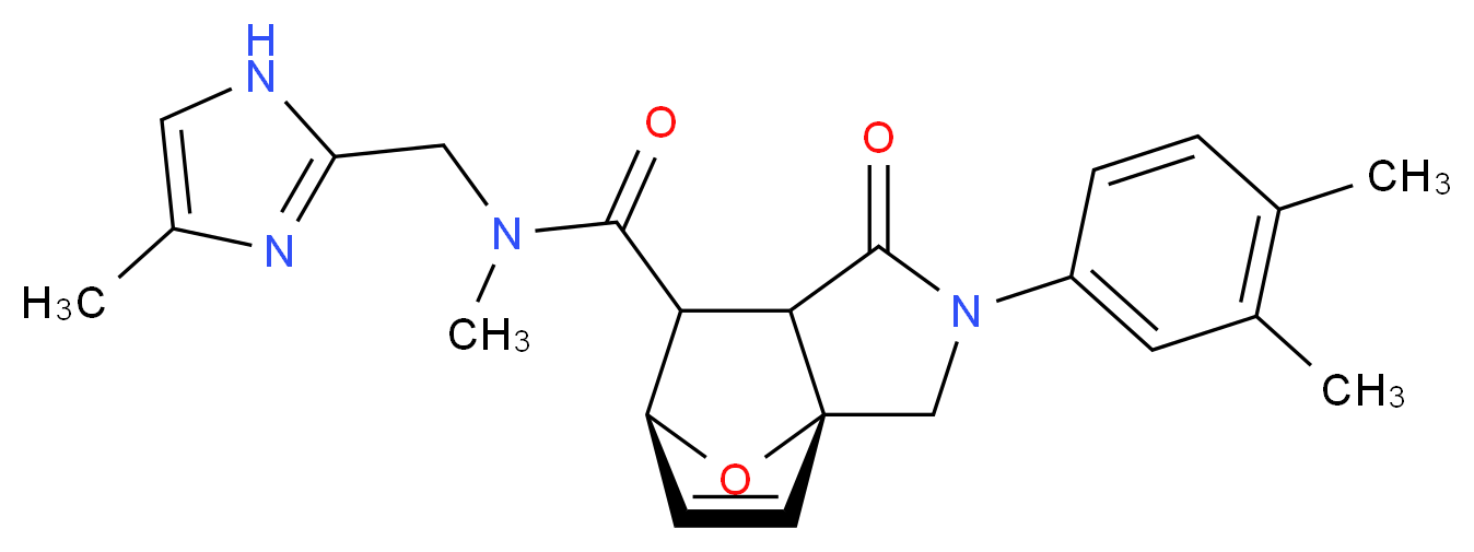 (3aR*,6S*)-2-(3,4-dimethylphenyl)-N-methyl-N-[(4-methyl-1H-imidazol-2-yl)methyl]-1-oxo-1,2,3,6,7,7a-hexahydro-3a,6-epoxyisoindole-7-carboxamide_分子结构_CAS_)