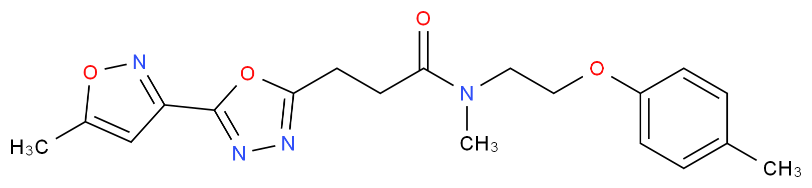 N-methyl-3-[5-(5-methyl-3-isoxazolyl)-1,3,4-oxadiazol-2-yl]-N-[2-(4-methylphenoxy)ethyl]propanamide_分子结构_CAS_)