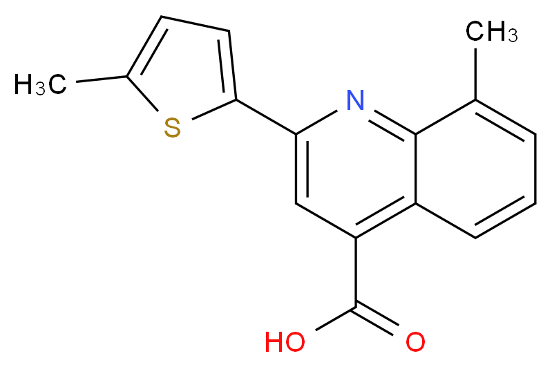 8-methyl-2-(5-methylthiophen-2-yl)quinoline-4-carboxylic acid_分子结构_CAS_667412-63-7