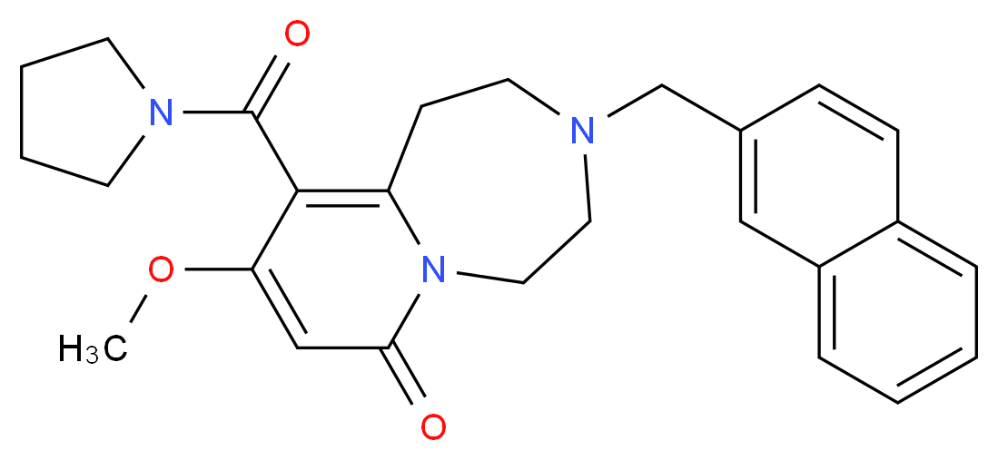 9-methoxy-3-(2-naphthylmethyl)-10-(1-pyrrolidinylcarbonyl)-2,3,4,5-tetrahydropyrido[1,2-d][1,4]diazepin-7(1H)-one_分子结构_CAS_)