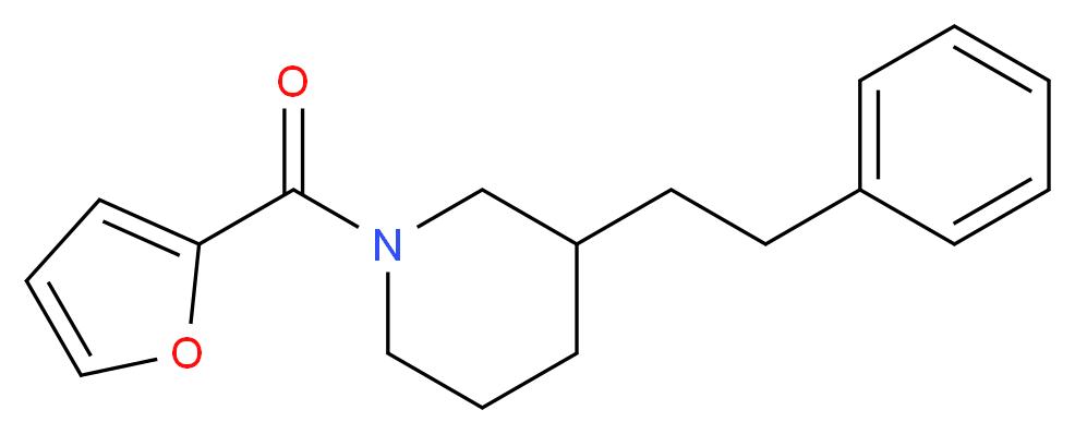 1-(2-furoyl)-3-(2-phenylethyl)piperidine_分子结构_CAS_)