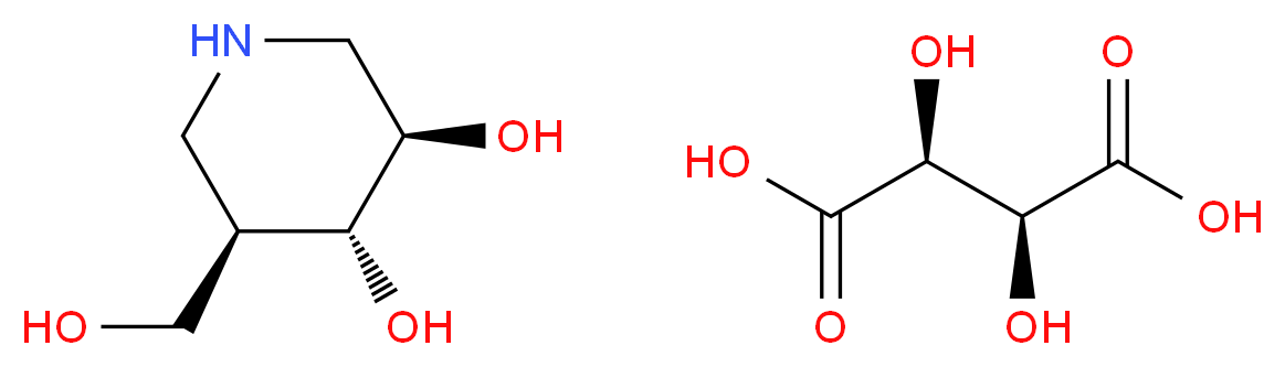 (2S,3S)-2,3-dihydroxybutanedioic acid; (3R,4R,5R)-5-(hydroxymethyl)piperidine-3,4-diol_分子结构_CAS_957230-65-8
