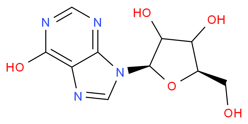 (2R,5R)-2-(6-hydroxy-9H-purin-9-yl)-5-(hydroxymethyl)oxolane-3,4-diol_分子结构_CAS_58-63-9