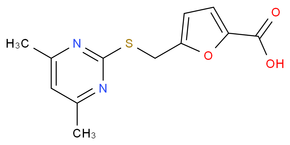 5-{[(4,6-dimethylpyrimidin-2-yl)sulfanyl]methyl}furan-2-carboxylic acid_分子结构_CAS_438622-94-7