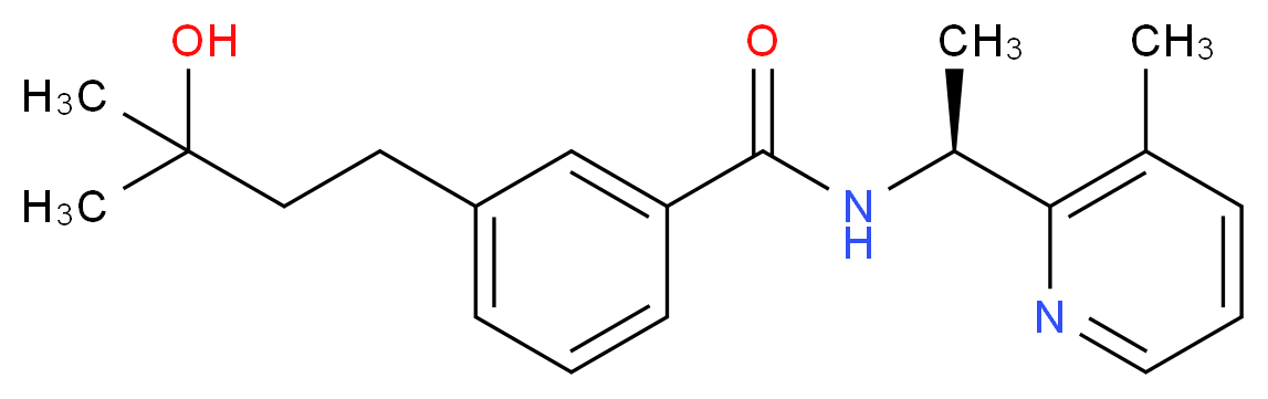 3-(3-hydroxy-3-methylbutyl)-N-[(1S)-1-(3-methyl-2-pyridinyl)ethyl]benzamide_分子结构_CAS_)