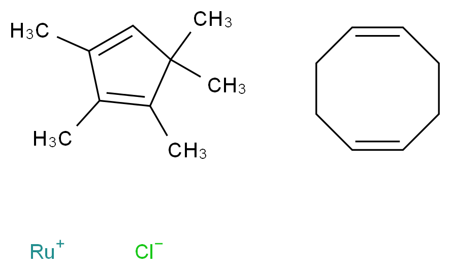 λ<sup>1</sup>-ruthenium(1+) ion (1Z,5Z)-cycloocta-1,5-diene 1,2,3,5,5-pentamethylcyclopenta-1,3-diene chloride_分子结构_CAS_92390-26-6