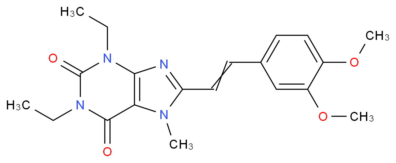 (E)-8-(3,4-Dimethoxystyryl)-1,3-diethyl-7-methyl-1H-purine-2,6(3H,7H)-dione_分子结构_CAS_155270-99-8)