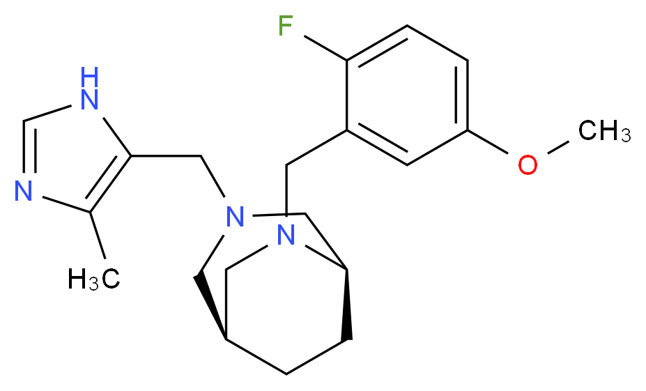 (1S*,5R*)-6-(2-fluoro-5-methoxybenzyl)-3-[(4-methyl-1H-imidazol-5-yl)methyl]-3,6-diazabicyclo[3.2.2]nonane_分子结构_CAS_)