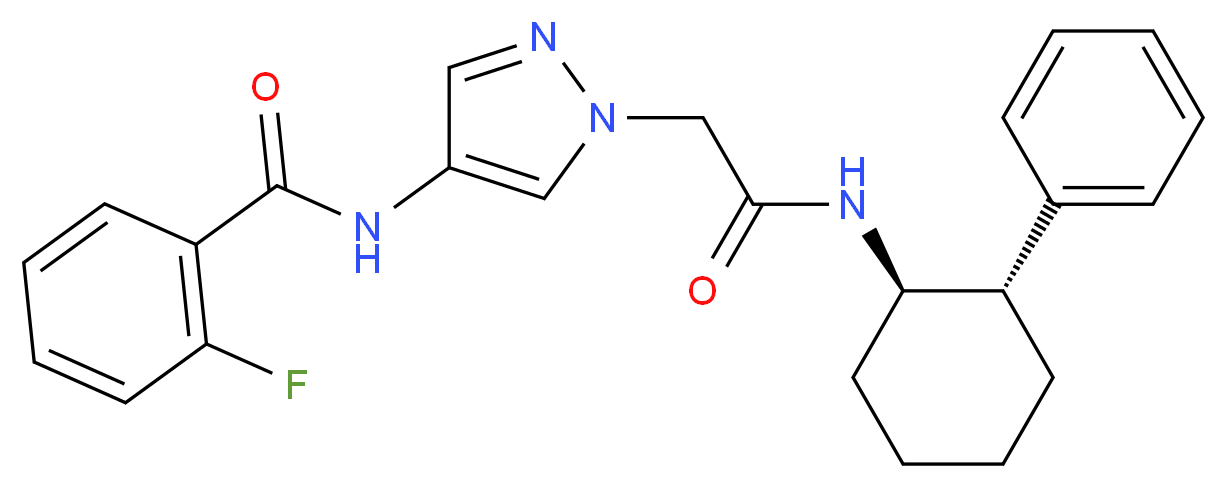 2-fluoro-N-[1-(2-oxo-2-{[(1R*,2S*)-2-phenylcyclohexyl]amino}ethyl)-1H-pyrazol-4-yl]benzamide_分子结构_CAS_)