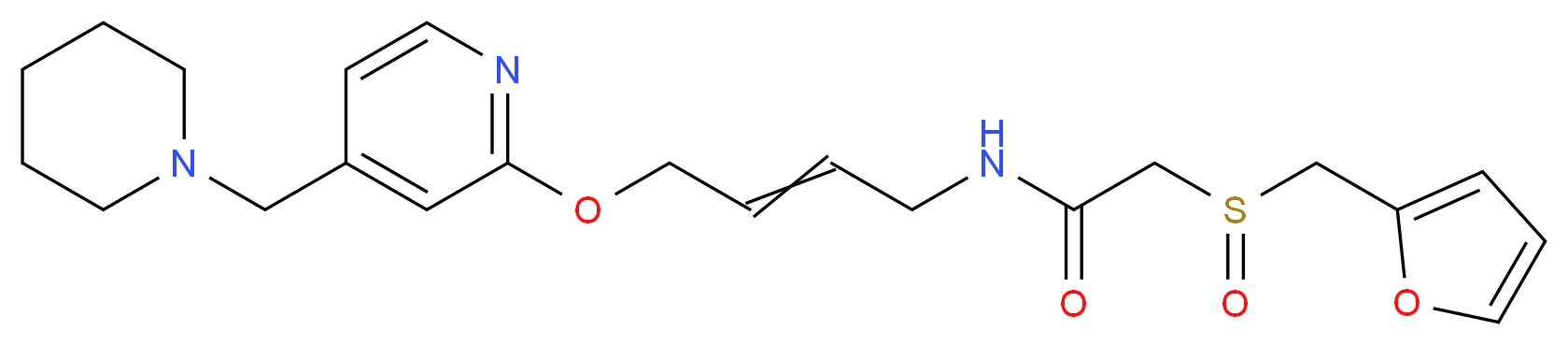 2-((Furan-2-ylMethyl)sulfinyl)-N-(4-((4-(piperidin-1-ylMethyl)pyridin-2-yl)oxy)but-2-en-1-yl)acetaMide_分子结构_CAS_118288-08-7)