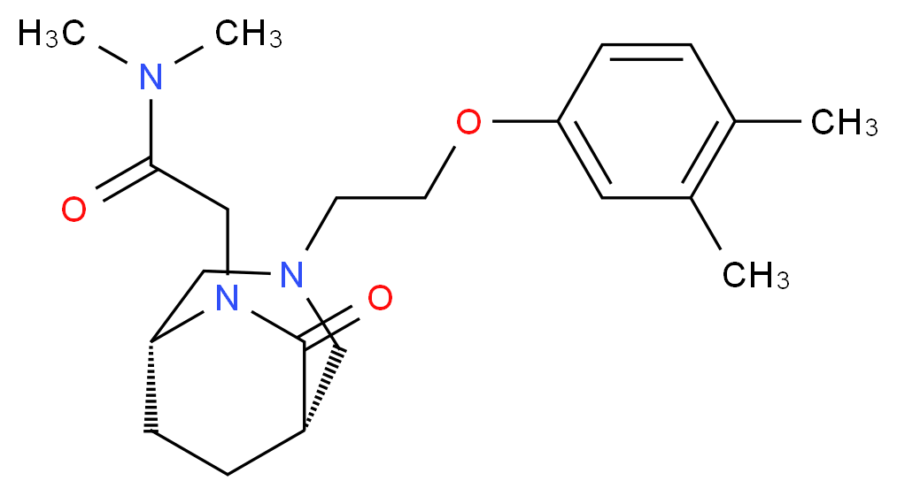 2-{(1S*,5R*)-3-[2-(3,4-dimethylphenoxy)ethyl]-7-oxo-3,6-diazabicyclo[3.2.2]non-6-yl}-N,N-dimethylacetamide_分子结构_CAS_)