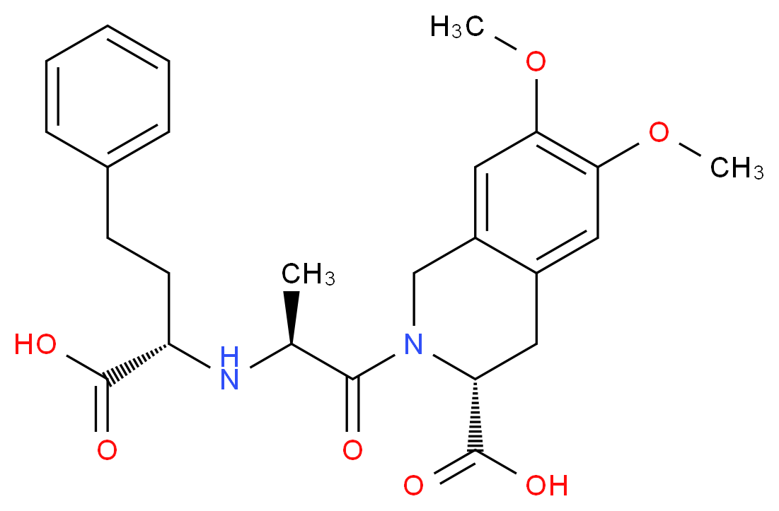 (3R)-2-[(2S)-2-{[(1S)-1-carboxy-3-phenylpropyl]amino}propanoyl]-6,7-dimethoxy-1,2,3,4-tetrahydroisoquinoline-3-carboxylic acid_分子结构_CAS_103775-14-0