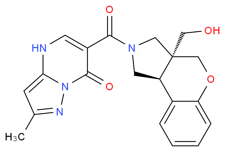 6-{[(3aS*,9bS*)-3a-(hydroxymethyl)-1,3a,4,9b-tetrahydrochromeno[3,4-c]pyrrol-2(3H)-yl]carbonyl}-2-methylpyrazolo[1,5-a]pyrimidin-7(4H)-one_分子结构_CAS_)