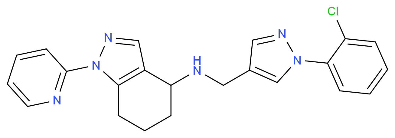N-{[1-(2-chlorophenyl)-1H-pyrazol-4-yl]methyl}-1-(2-pyridinyl)-4,5,6,7-tetrahydro-1H-indazol-4-amine_分子结构_CAS_)