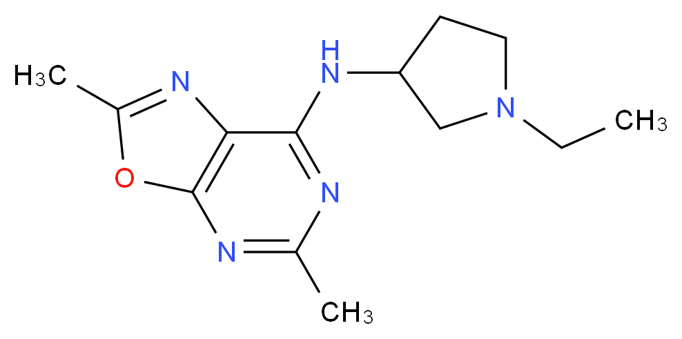 N-(1-ethylpyrrolidin-3-yl)-2,5-dimethyl[1,3]oxazolo[5,4-d]pyrimidin-7-amine_分子结构_CAS_)