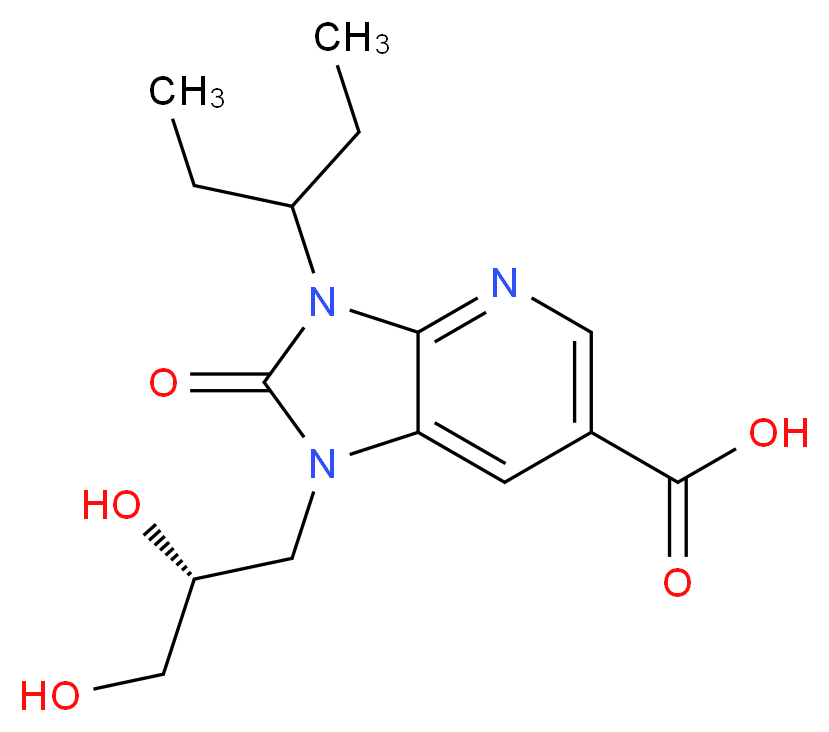 1-[(2R)-2,3-dihydroxypropyl]-3-(1-ethylpropyl)-2-oxo-2,3-dihydro-1H-imidazo[4,5-b]pyridine-6-carboxylic acid_分子结构_CAS_)