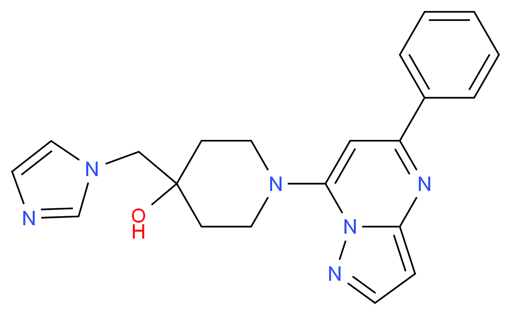 4-(1H-imidazol-1-ylmethyl)-1-(5-phenylpyrazolo[1,5-a]pyrimidin-7-yl)piperidin-4-ol_分子结构_CAS_)