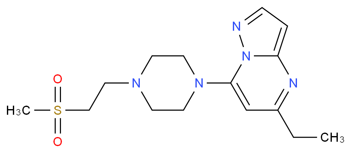 5-ethyl-7-{4-[2-(methylsulfonyl)ethyl]-1-piperazinyl}pyrazolo[1,5-a]pyrimidine_分子结构_CAS_)