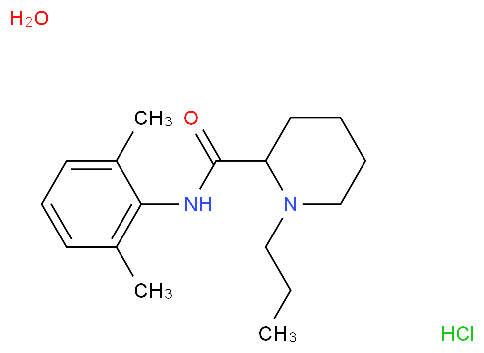 N-(2,6-dimethylphenyl)-1-propylpiperidine-2-carboxamide hydrate hydrochloride_分子结构_CAS_132112-35-7