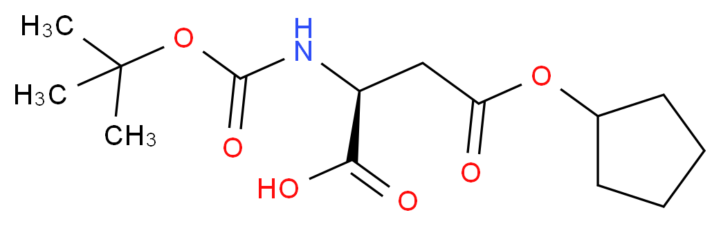 (2S)-2-{[(tert-butoxy)carbonyl]amino}-4-(cyclopentyloxy)-4-oxobutanoic acid_分子结构_CAS_71447-58-0