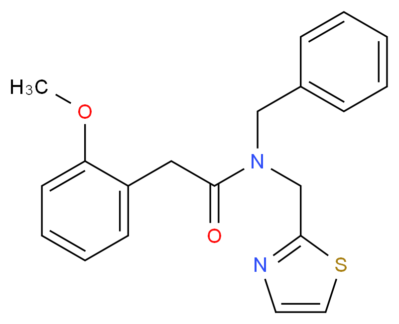 N-benzyl-2-(2-methoxyphenyl)-N-(1,3-thiazol-2-ylmethyl)acetamide_分子结构_CAS_)