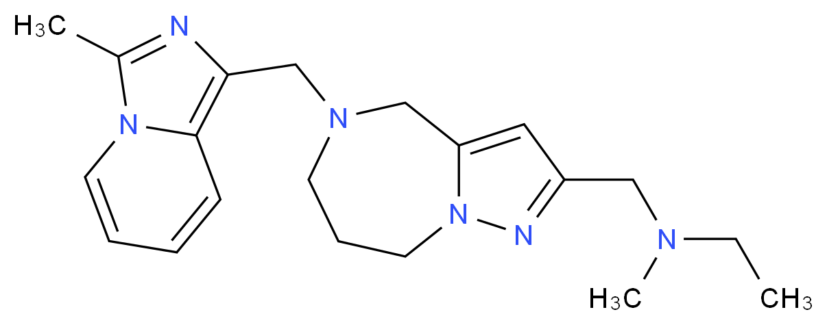N-methyl-N-({5-[(3-methylimidazo[1,5-a]pyridin-1-yl)methyl]-5,6,7,8-tetrahydro-4H-pyrazolo[1,5-a][1,4]diazepin-2-yl}methyl)ethanamine_分子结构_CAS_)