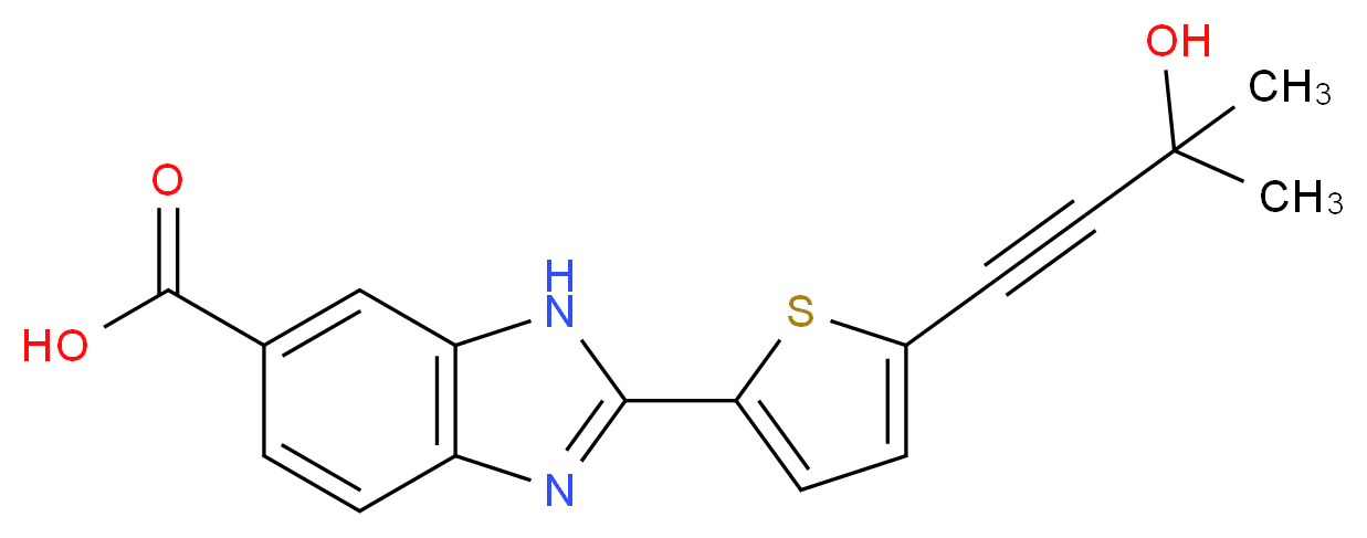 2-[5-(3-hydroxy-3-methylbut-1-yn-1-yl)-2-thienyl]-1H-benzimidazole-6-carboxylic acid_分子结构_CAS_)