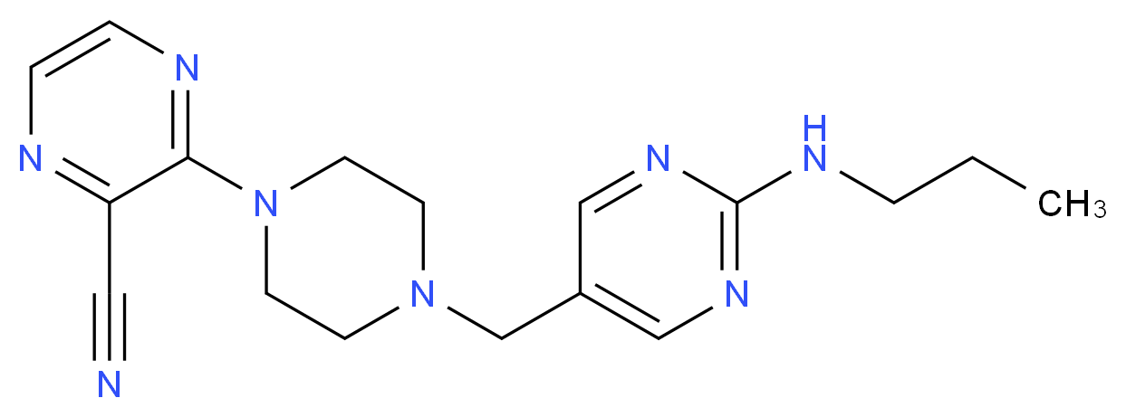 3-(4-{[2-(propylamino)pyrimidin-5-yl]methyl}piperazin-1-yl)pyrazine-2-carbonitrile_分子结构_CAS_)