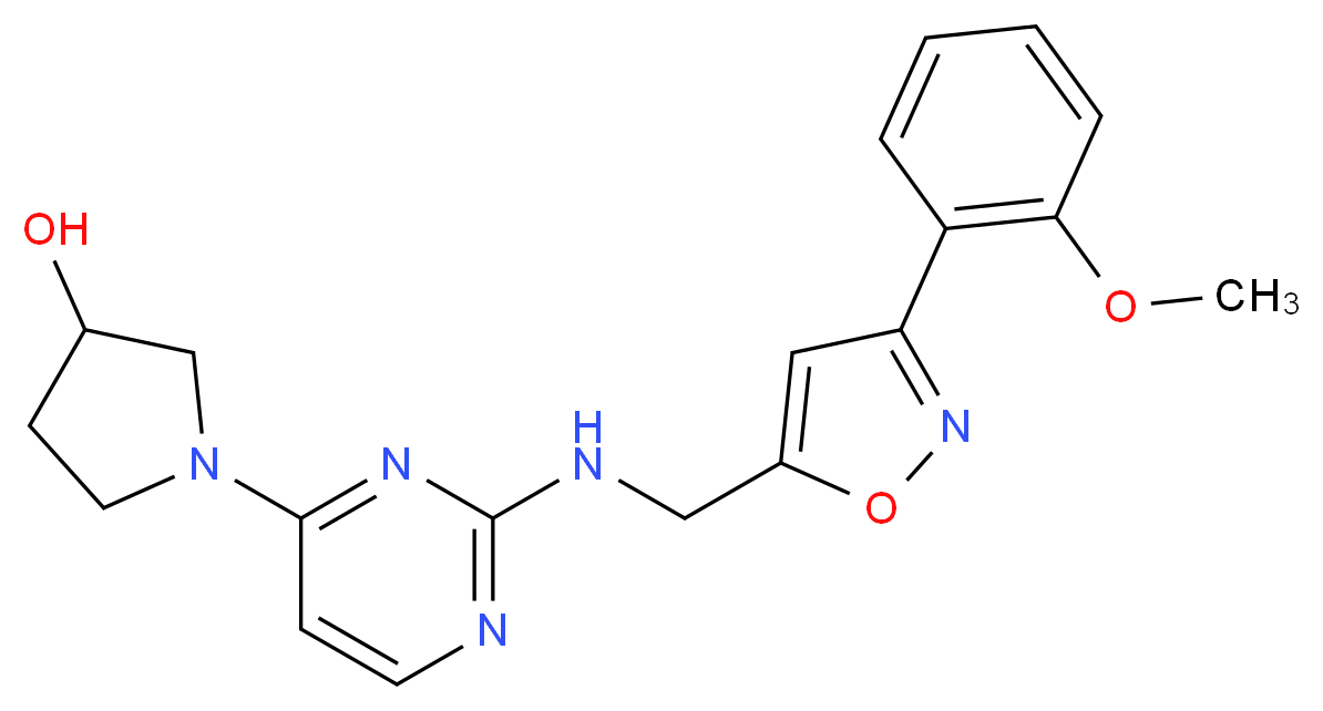 1-[2-({[3-(2-methoxyphenyl)isoxazol-5-yl]methyl}amino)pyrimidin-4-yl]pyrrolidin-3-ol_分子结构_CAS_)